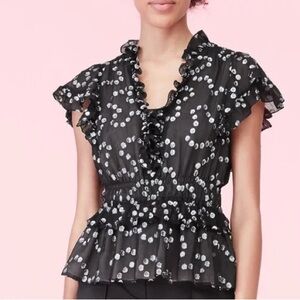 Rebecca Taylor metallic silk nuage blouse size S